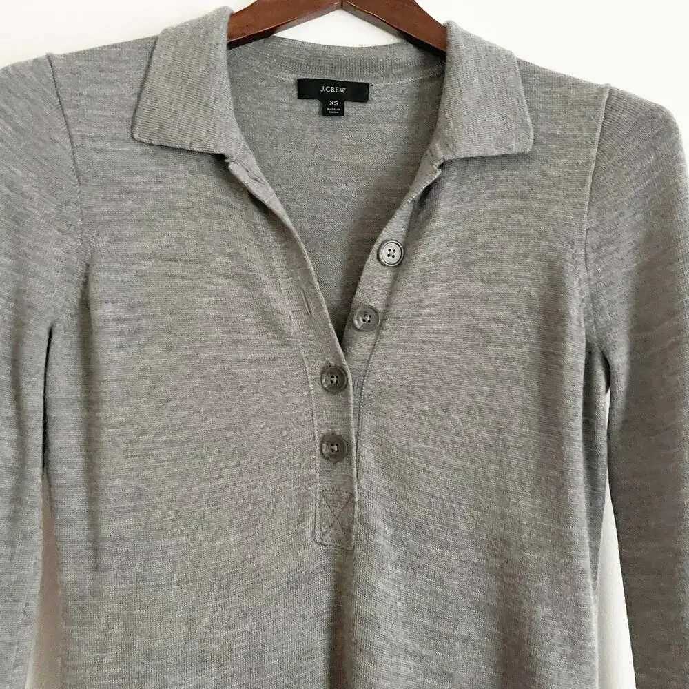 J. CREW Merino Wool Collared Midi Dress Gray XS